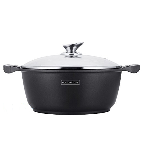 RL-BS34M Κατσαρόλα 34cm με Αντικολλητική Επίστρωση Μαρμάρου & Γυάλινο Καπάκι Royalty Line