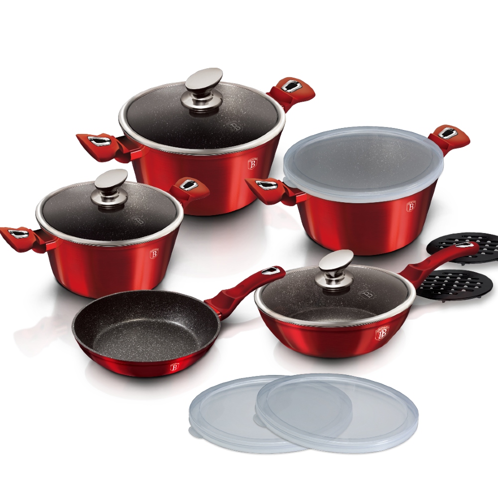Berlinger Haus Σετ Αντικολλητικά Μαγειρικά Σκεύη 13τμχ. Metallic Line, Burgundy Edition BH-7030